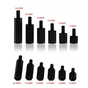 Дистанционер 5.6mm x 6+6/8+6/10+6/12+6/15+6/20+6мм. - M3 - черни